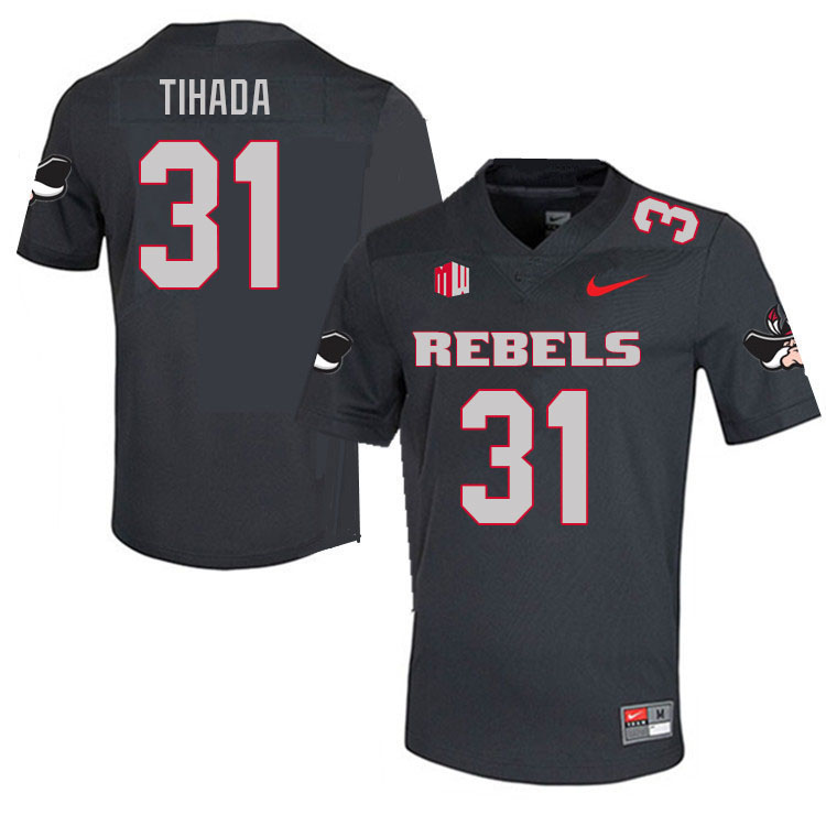 Men #31 Josh Tihada UNLV Rebels College Football Jerseys Sale-Charcoal - Click Image to Close